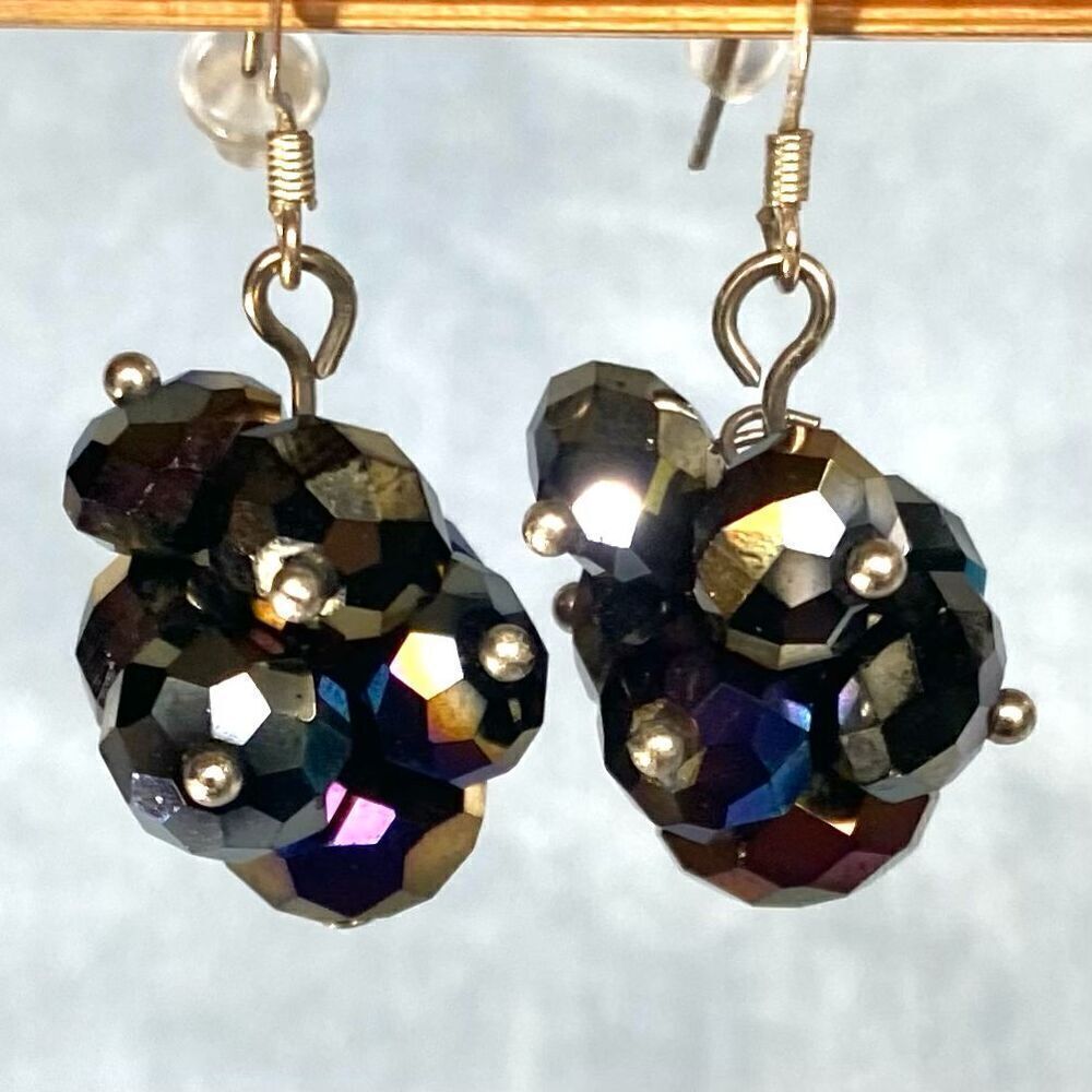 DK# Beautiful 925 Silver & Crystal Dangle Earrings